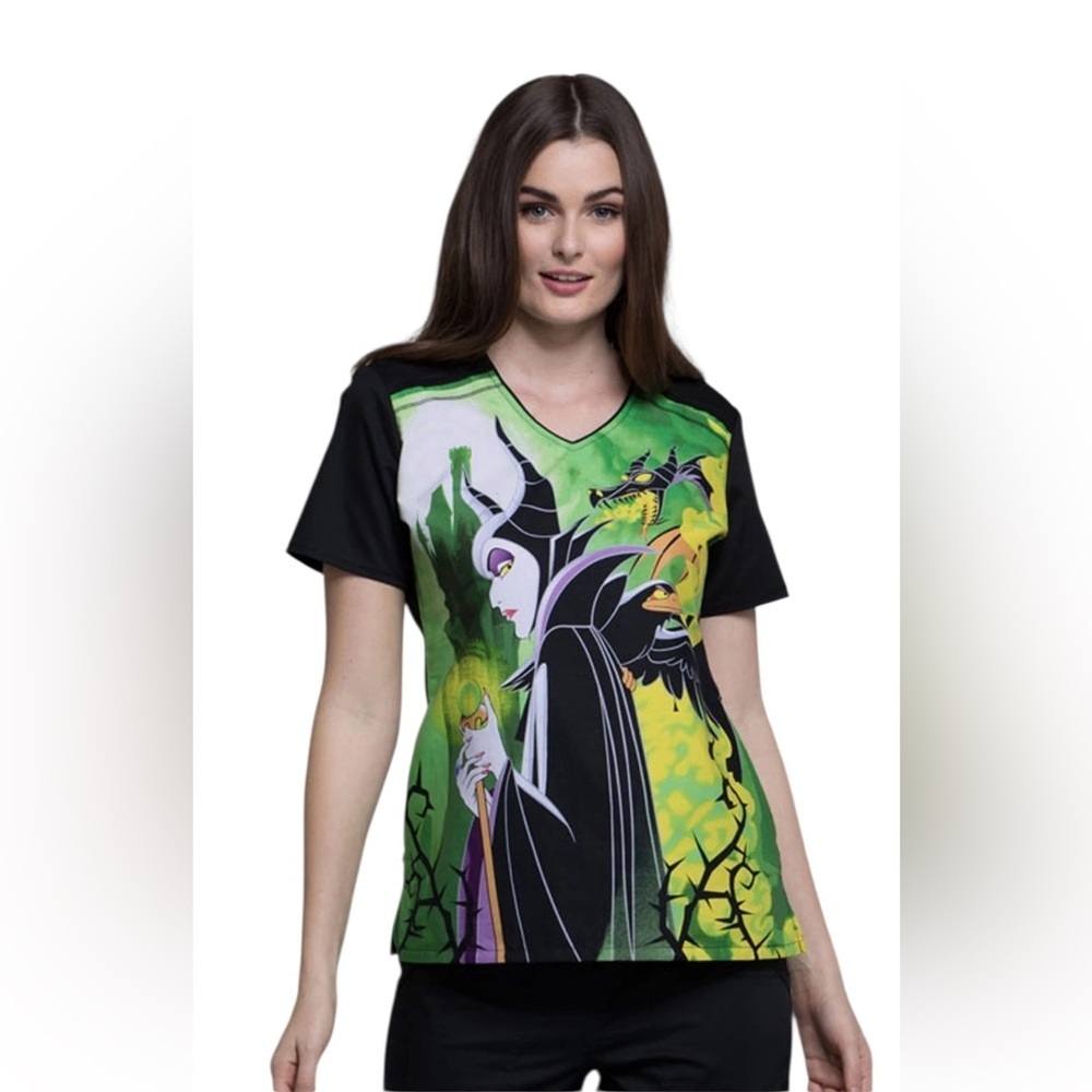 Disney Maleficent Scrub Top small villains nurse clinic